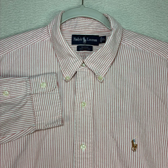 Ralph Lauren Other - Ralph Lauren Flesh Pony Blake Oxford Shirt Men XL Red Striped Long Sleeve OCBD